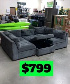 Thomasville Tisdale Modular Fabric Sectional with Storage Ottoman, Grey, BACK IN STOCK!